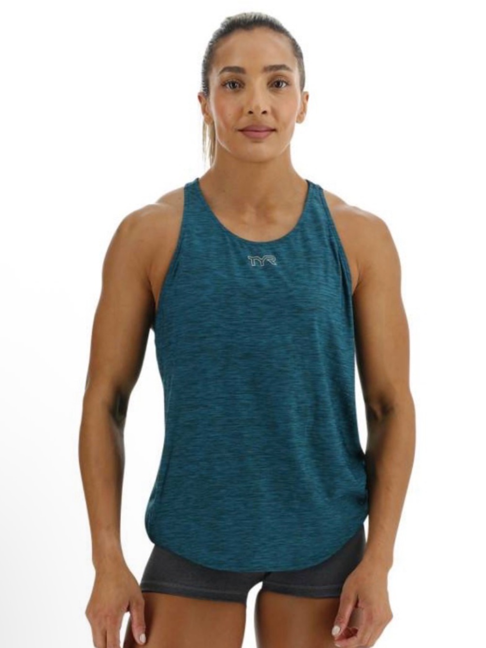 TYR Airtec Tank Top Deep Teal Heather NWT Athletic Workout Running Size S